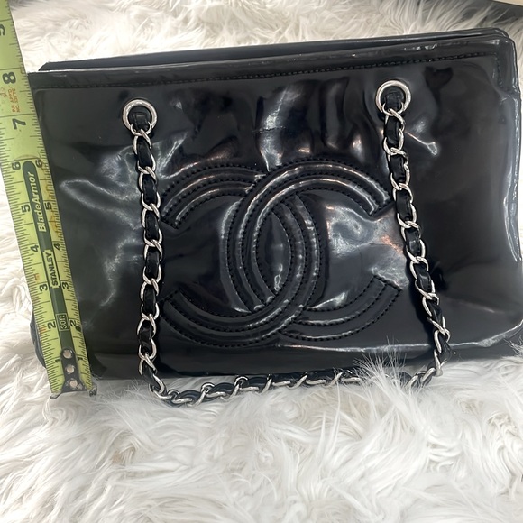 Chanel black patent leather GRAND SHOPPER TOTE GST BAG shoulder purse Authentic - Picture 6 of 17